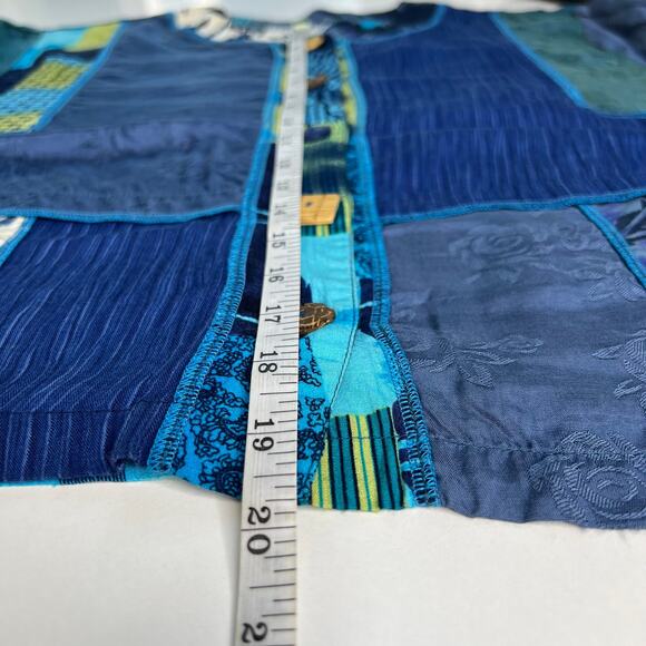 Surya Vintage Jacket Button Up Artsy Multi-Pattern Asian Patchwork Print Size M - Picture 14 of 16